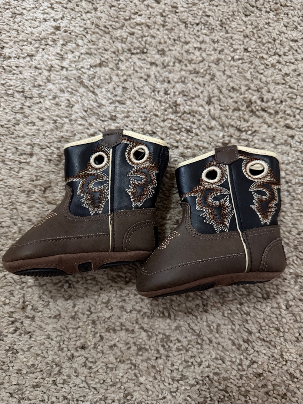 (Baby) brown  Cowboy Boots with Black Shaft - Infant
